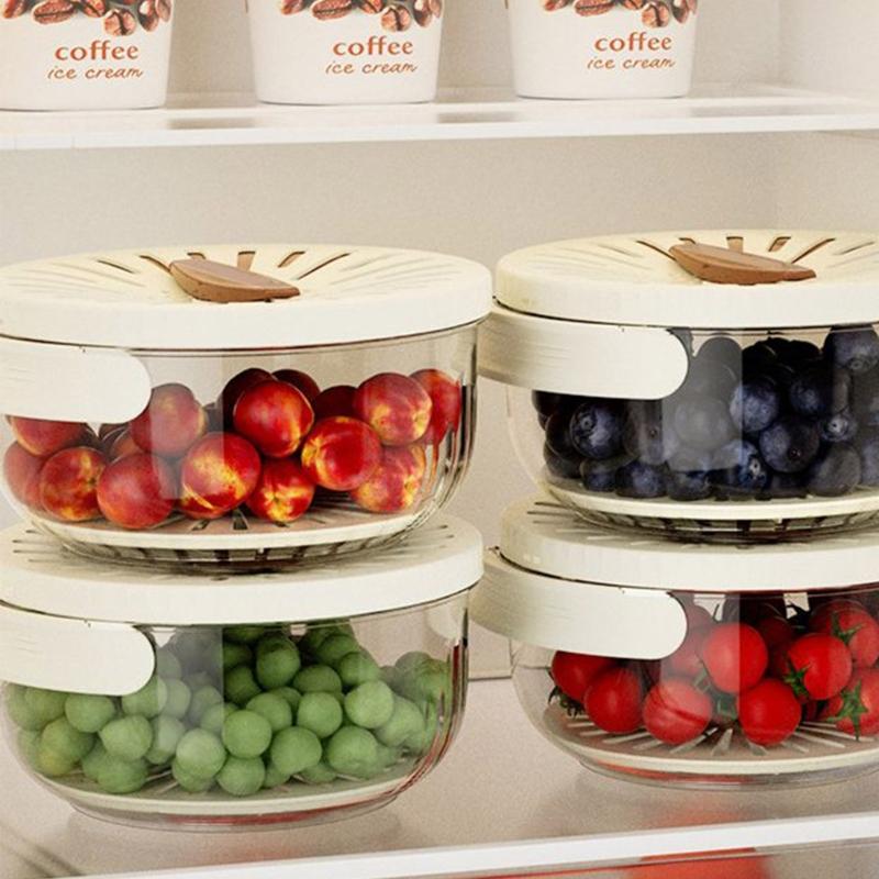 Vegetable Fruit Washing Basket Double-Layer Kitchen Colander Plastic Foldable Handle Rice Strainer Fridge Crisper