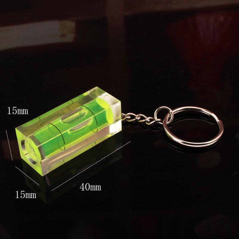 Rectangular Spirit Level Tool with Keychain, Green Light, and Magnetism