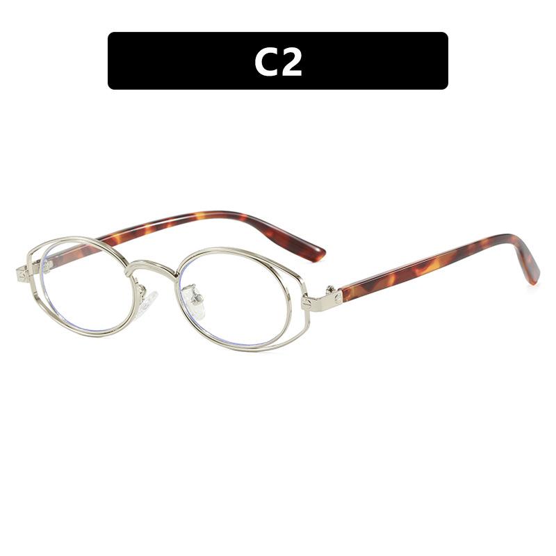 Double circle oval glasses frame women's high-end flat glasses fashionable and retro can be equipped with myopia anti-blue light eyes