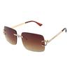 HBK 2023 Rimless Gradient Lenses Diamond Square Sunglasses UV400 Protection Alloy Frames Women