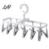 Plastic Clothing Clip Clothes Drying Rack with 12 Clips Heavy Duty Rotatable Multi Hanger Foldable Hanger Anti-Slip Organizer for Underwear
