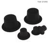 10Pcs PVC Black Miniature Simulation Flocked Hat Model 1:12 Dollhouse DIY Accessories