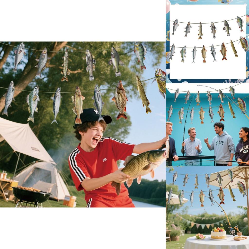 Fish Pattern Paper Pull Flags For Venue Decorations Celebration Supplies