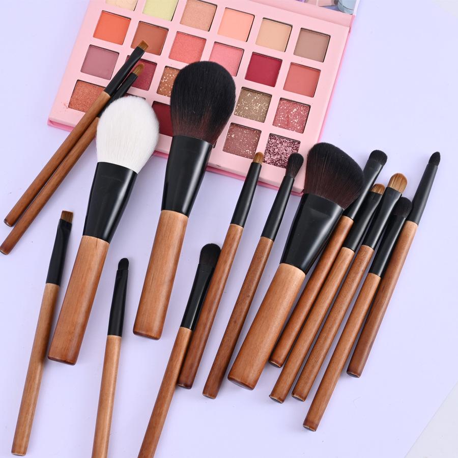 Štětce na make-up 15 jemných štětců na oční stíny z vlny, štětce ze zvířecích chlupů, štětec na sypký pudr, štětec na tvářenku, štětec na rozjasňovač a kontury, štětec na make-up