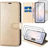 Case for Samsung Galaxy S26, Anti-Scratch Protection Synthetic Leather - Gold - 2 Screens