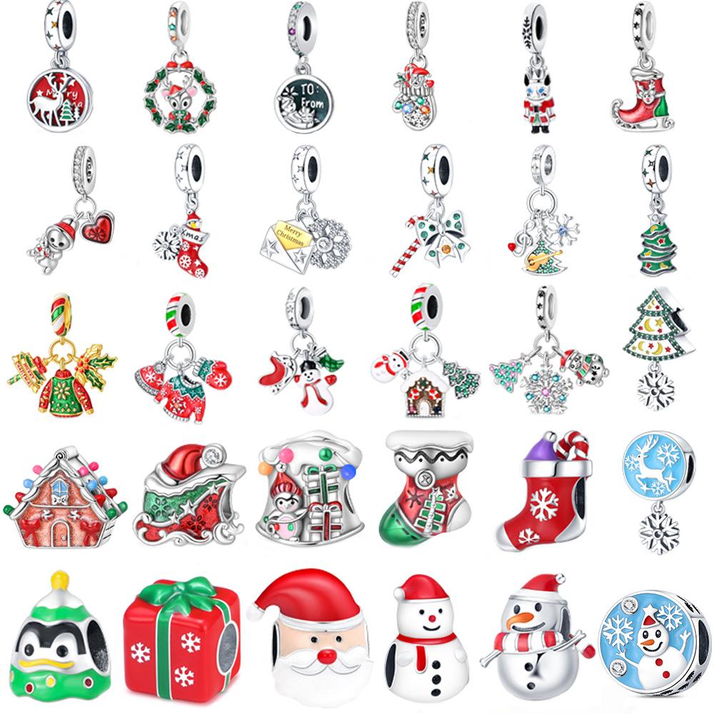 Christmas DIY Beaded Bracelet Kit with Snowman and Christmas Tree Charms for Handmade Jewelry Making