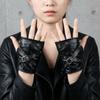 Black Punk Wristband Y2K Fingerless Mittens Unique Half-finger Gloves  Cosplay
