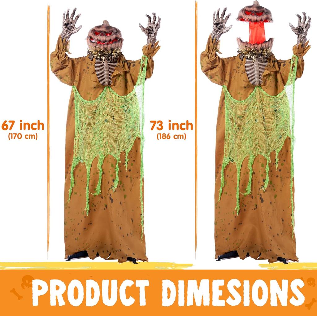 Halloween Animated Pumpkin Ghost Decorations Outdoor Pop Up Head Graveyard Garden Party Yard Lawn JOYFY 67 with for Kid Friendly Entertaining Fun Play