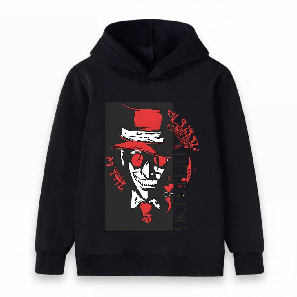 Kids Boys Girls Pullover Hoodie, Cool Cartoon Vampire Pattern Long Sleeve Casual Sweatshirt for Daily Wear