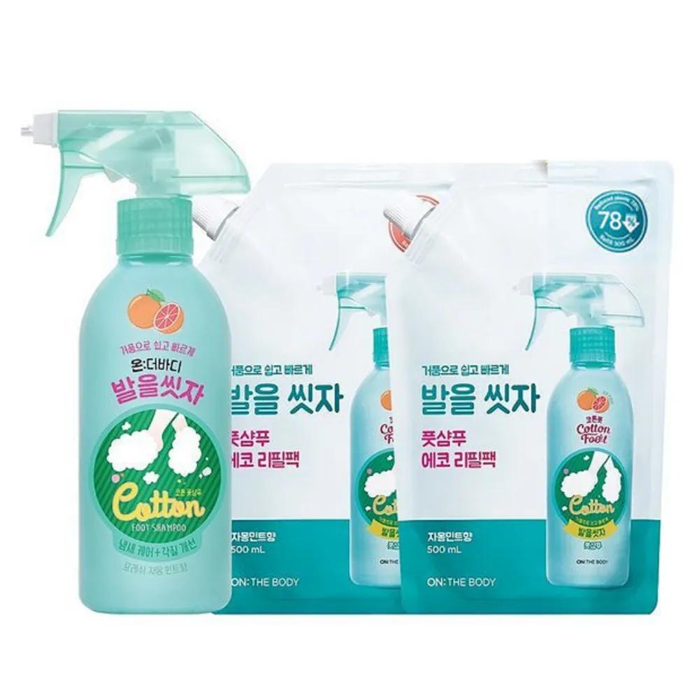 

ON THE BODY Cotton Foot Let s Wash Your Feet Foot Shampoo Grapefruit 385ml + 2 x 500ml (Refill)