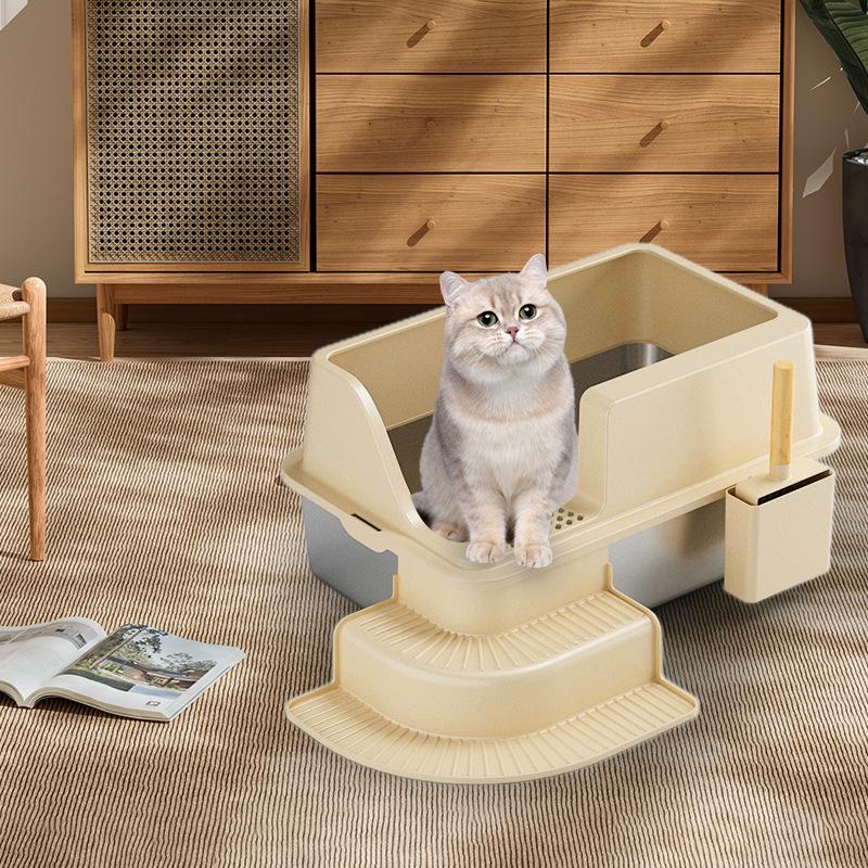 Stainless Steel Open Cat Litter Box - Wide, Thickened, Anti-Splash, Anti-Corrosion & Easy to Clean