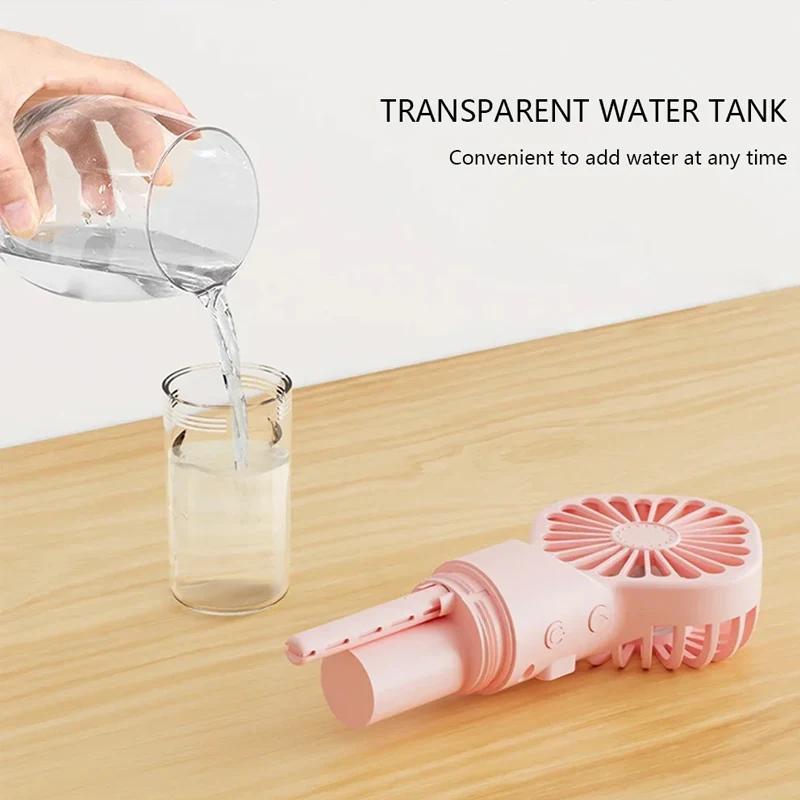 Portable Rechargeable Handheld Misting Fan - Battery Operated Usb Camping Mini Air Conditioner Fan For Travel And Outdoor Use