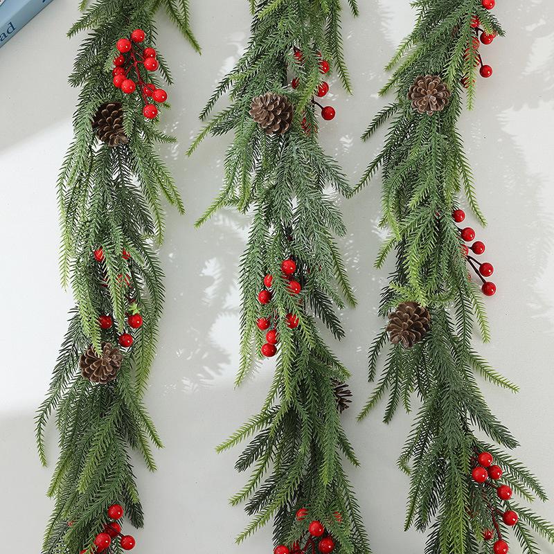 Simulated Christmas Decoration Soft Rubber Pine Needles Rattan Strips Hanging Fireplace Staircase Atmosphere Arrangement Vine