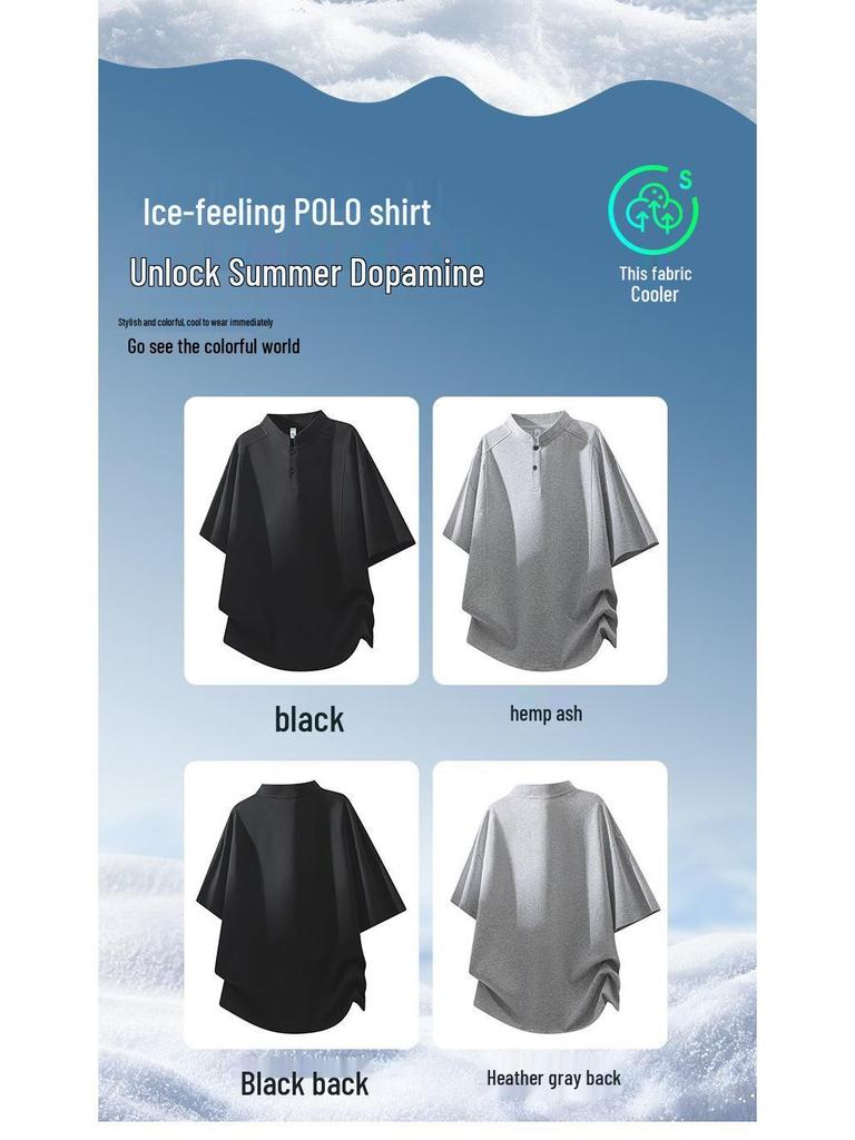 Men's Trendy Henley Collar Short Sleeve T-shirt - Summer 2026 Collection