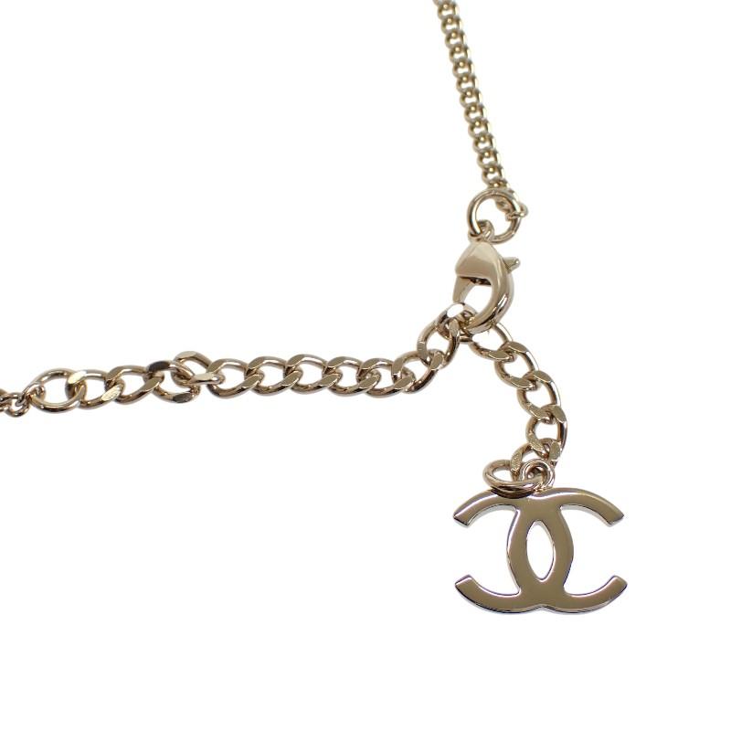 Chanel ABG722B22896 Necklace Champagne Gold Metal/leather Women