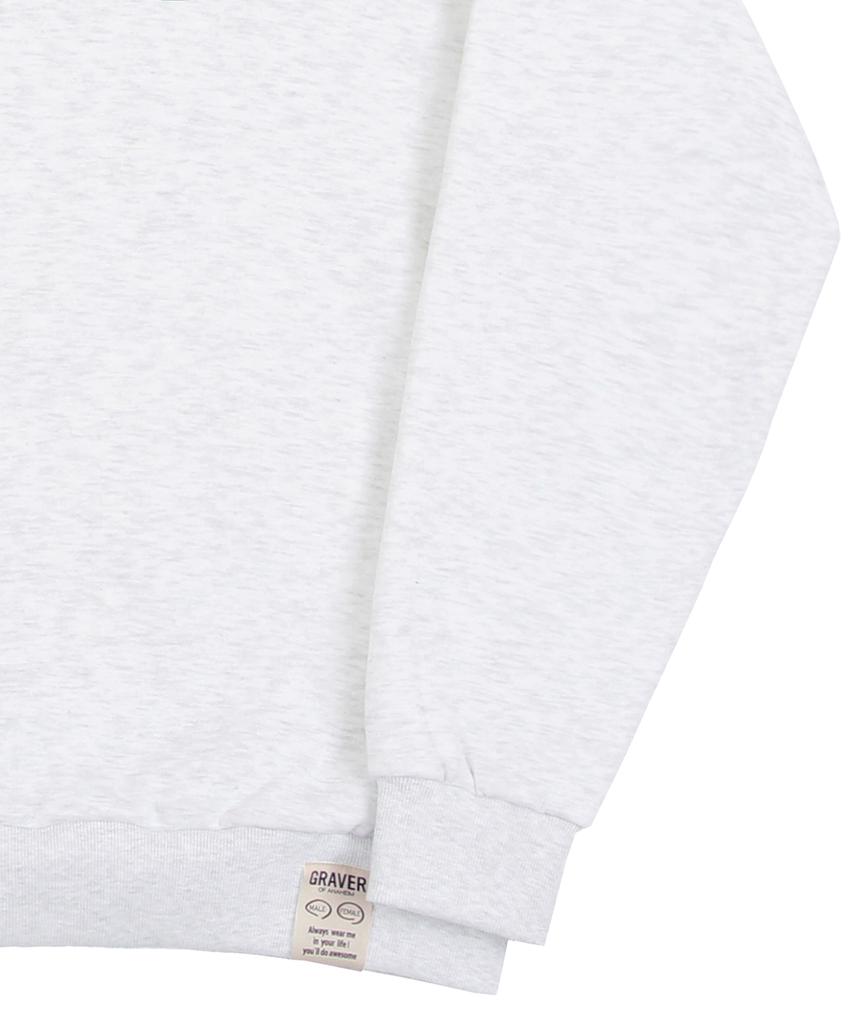 GRAVER [Unisex] Small Drawing Smile Sweatshirt_Melange White