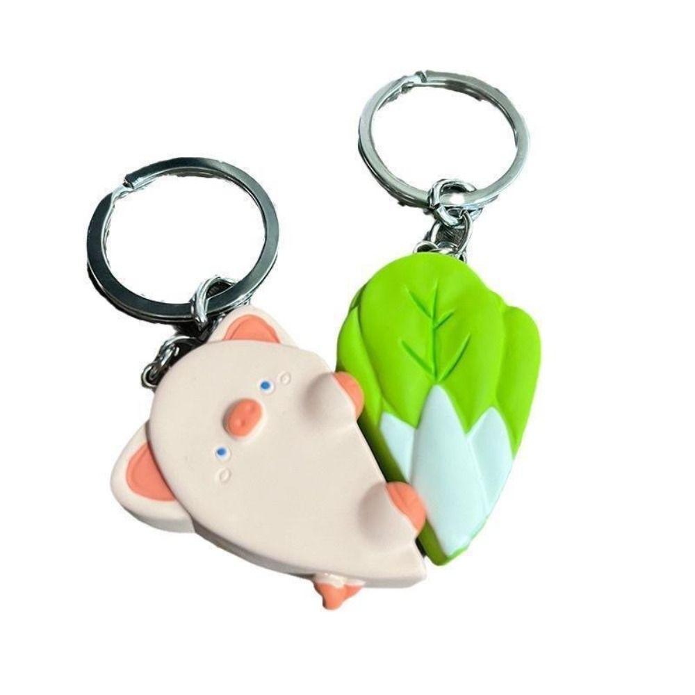 

Cabbage Shape Cute Lovers Keyring Little Pig Heart-shaped Key Ring Boyfriend 1 pair