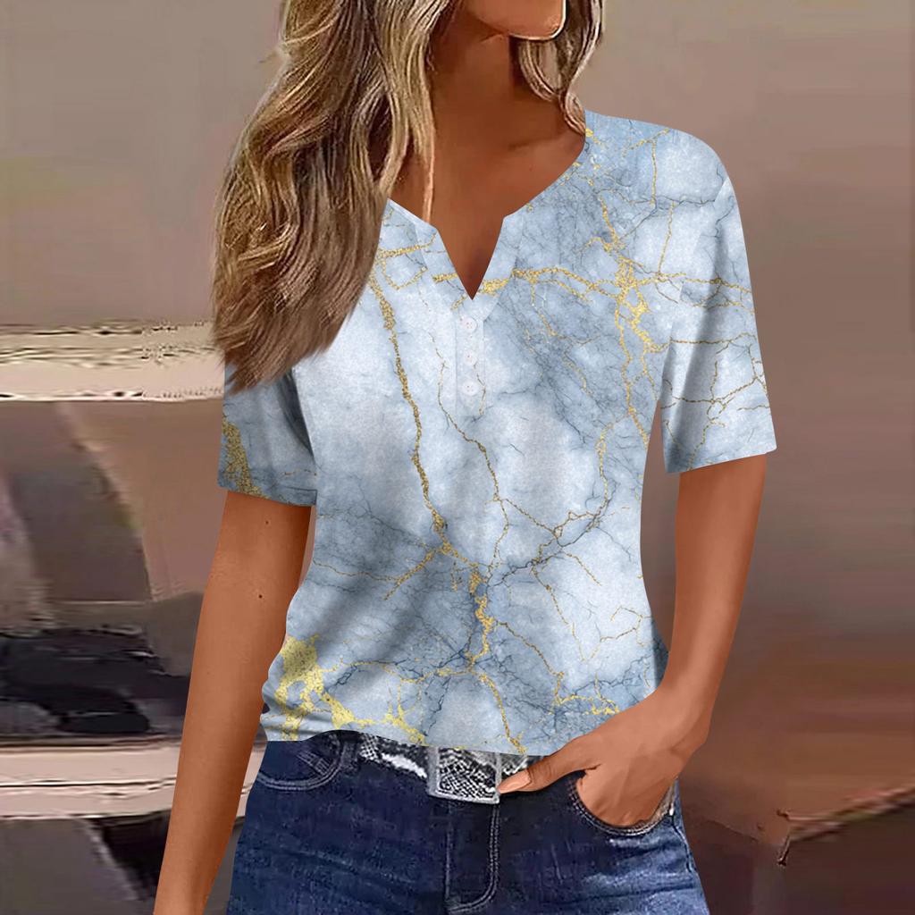 Women's Blouse Fashionable And Casual Short-Sleeved Printed T-shirt Top