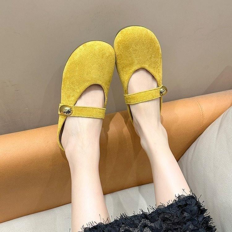 

Французские ретро туфли-лодочки для женщин на весну 2025 года, с мягкой подошвой, желтые туфли на плоской подошве 40 жёлтый