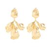 Salircon  New Fashion Irregular Metal Flower Pendant Earrings for Woman Vintage Gold Color Earring Party Accessories Jewelry