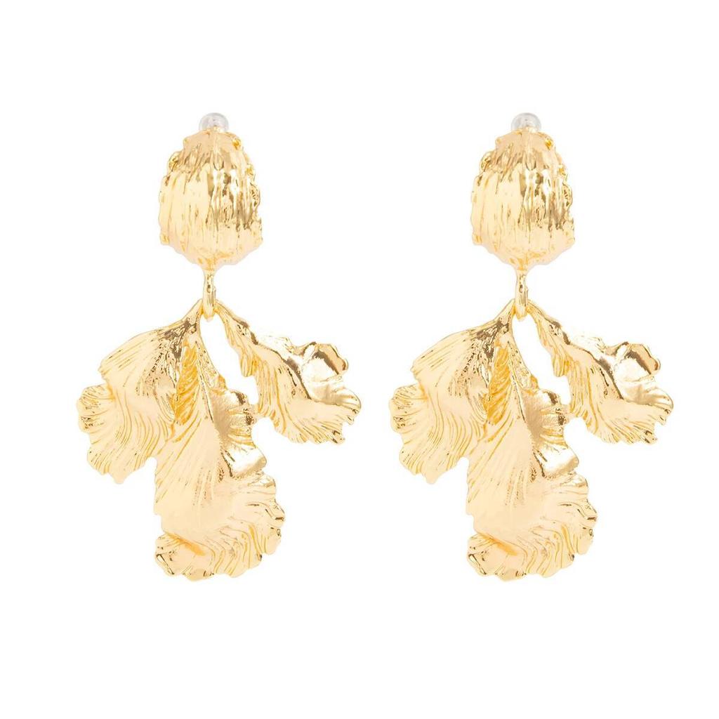 Salircon  New Fashion Irregular Metal Flower Pendant Earrings for Woman Vintage Gold Color Earring Party Accessories Jewelry
