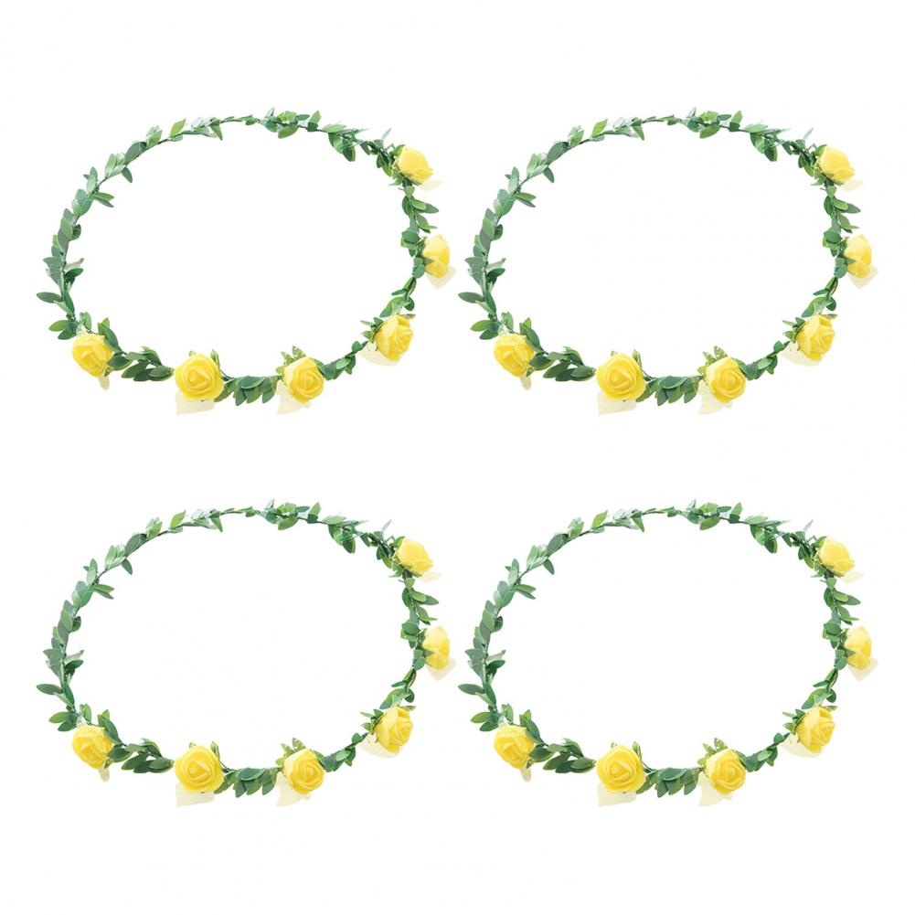 4Pcs Rose Flower Crown Bride Floral Hair Wreath Headband Garland Women Girls Hair Accessories Wedding Party Headwear