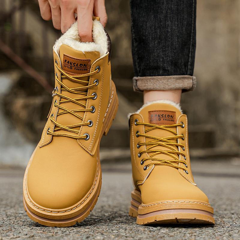 

Мужские черные походные ботинки, уличные зимние ботинки, зеленые, желтые, альпинистские ботинки, зимние меховые ботинки, большого размера EU: 48 жёлтый