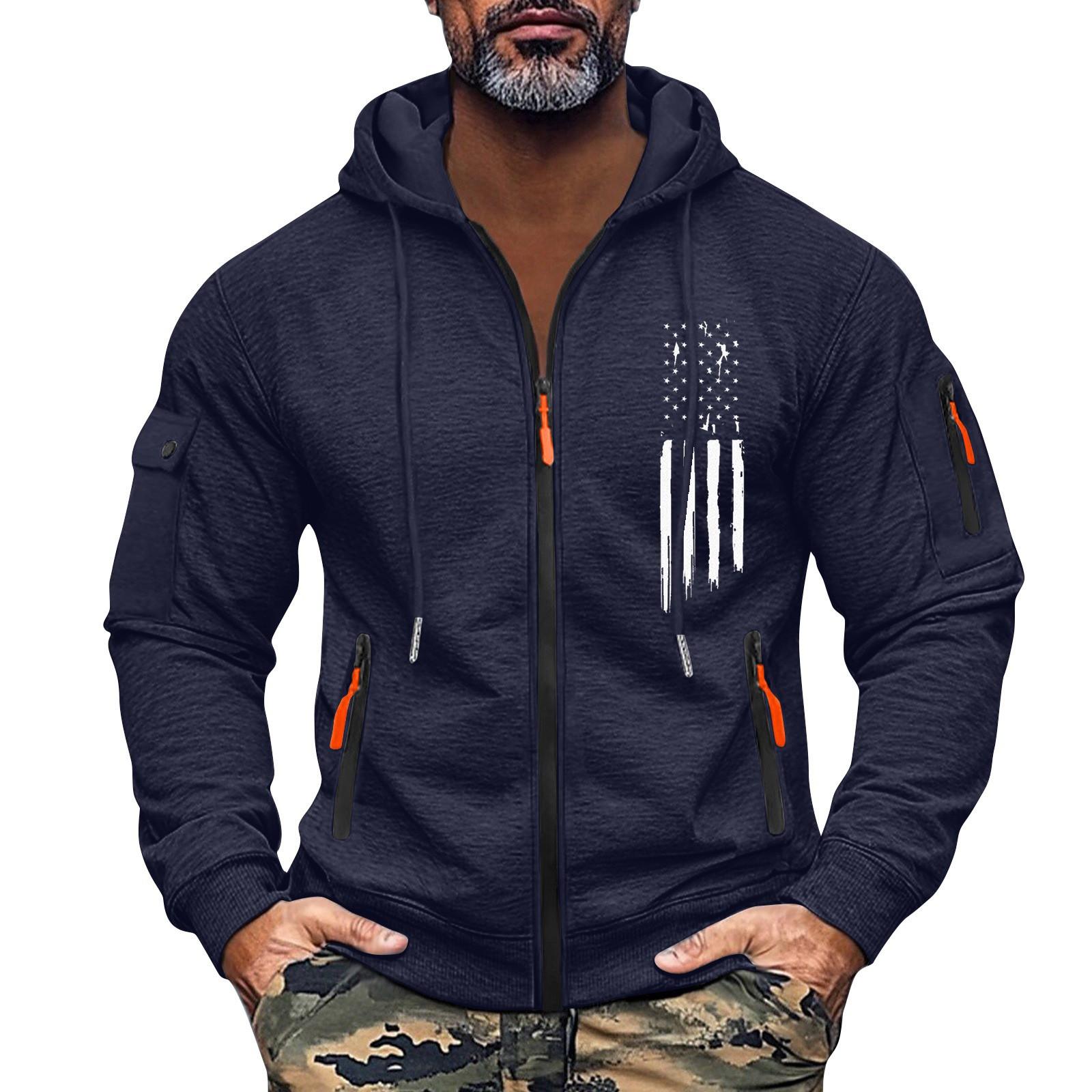 

Мужская толстовка с капюшоном на молнии, карманный кардиган, мужская спортивная повседневная толстовка большого размера L