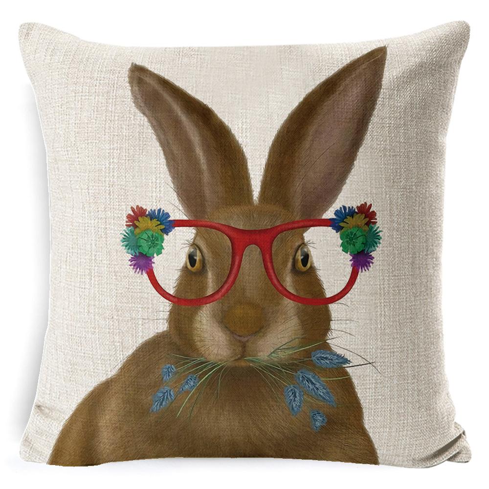New Digital Printing Easter Theme Pillow Cover Cushion Cover Cute Bunny Truck Animal Pillow Cover