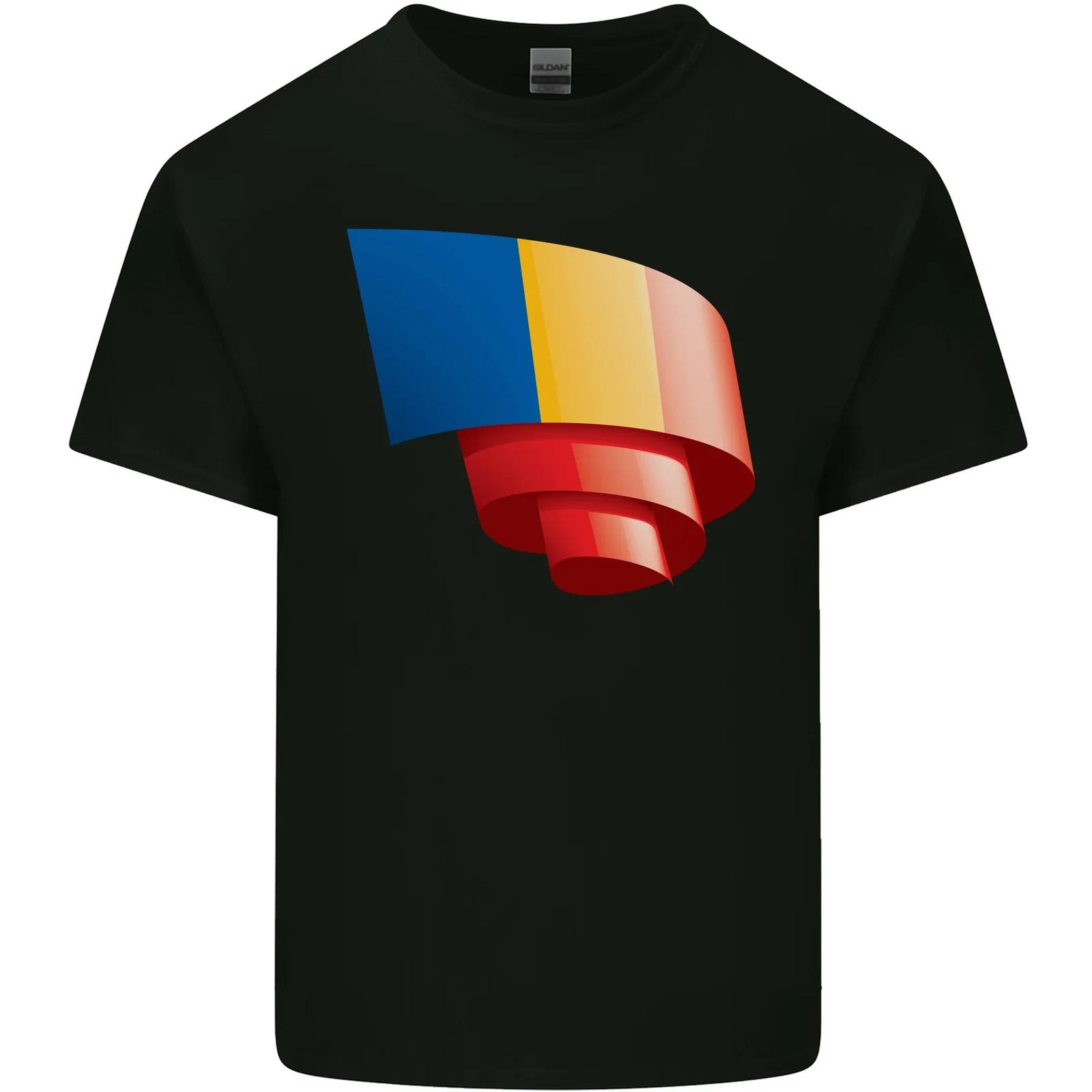 Curled Chad Flag Chadian Day Football Kids T-Shirt Childrens S