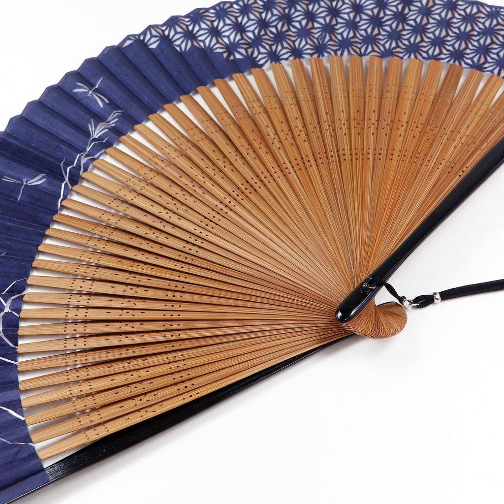 Stylish Business Fan Handkerchief Auspicious Dragonfly Pattern [Osaka Choseido] Men's Fan, Fan, Case, Included,