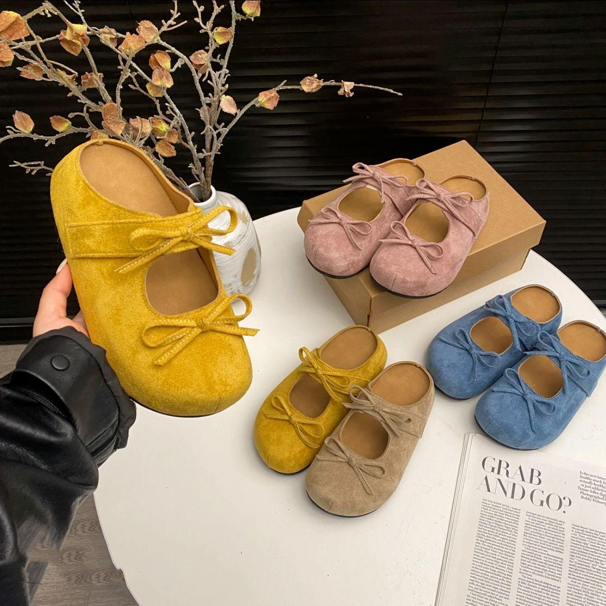 

Flat-bottomed bow spring and autumn flat-bottomed shallow-mouth ballet single shoes women s retro Mary Jane slippers 40 синій