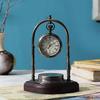Antique Brass Nautical Vintage Style Table Clock with Wooden Base