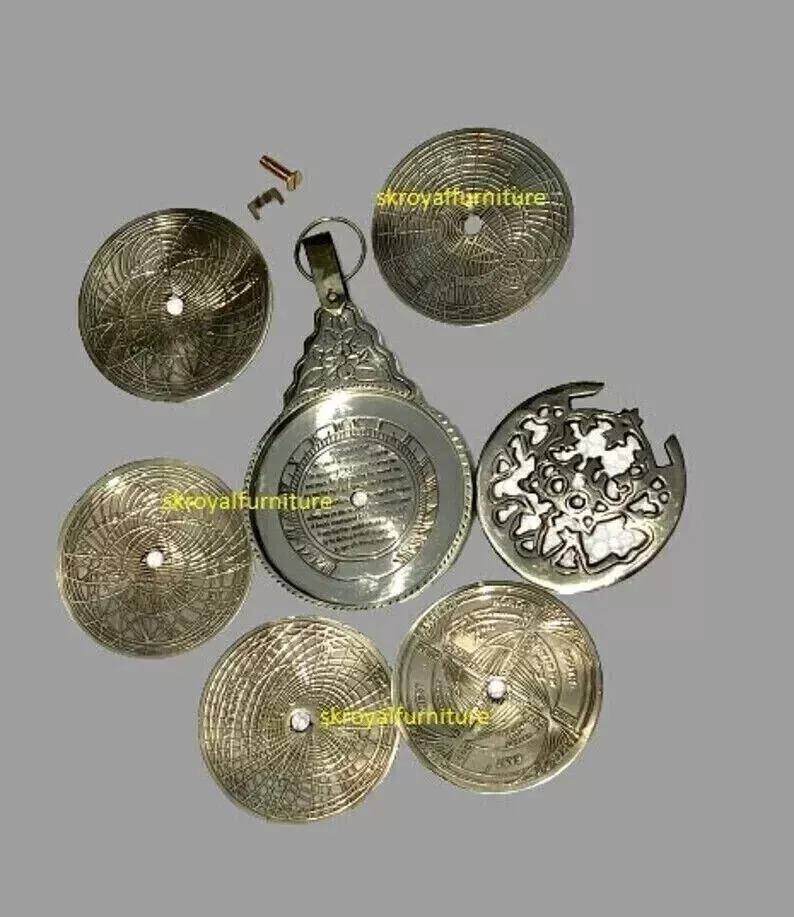 English Astrolabe Calendar Globe Solid Brass Maritime Home