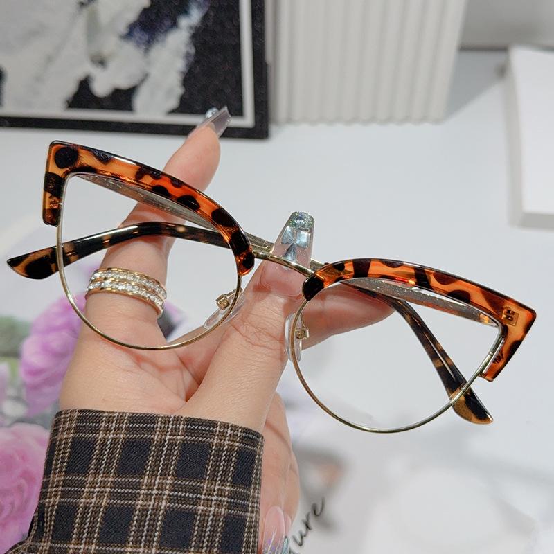 

Винтажные очки в оправе «кошачий глаз», новые стильные женские очки в полуметаллической оправе, модный брендовый дизайн, очки без рецепта