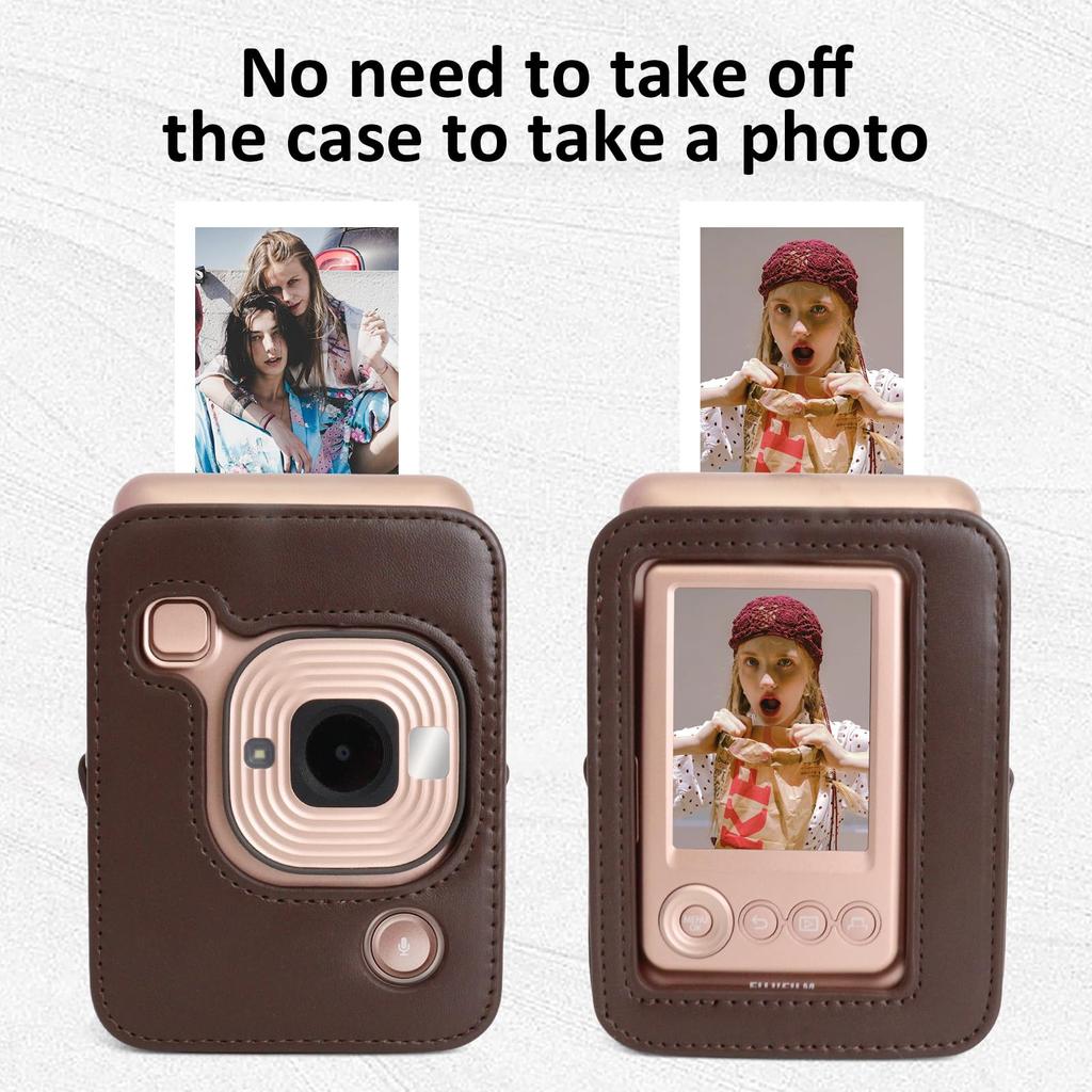 Rieibi PU Leather Protective Camera Case for Instax Mini LiPlay Instant Camera Case for Instax mini Liplay with Adjustable Strap -
