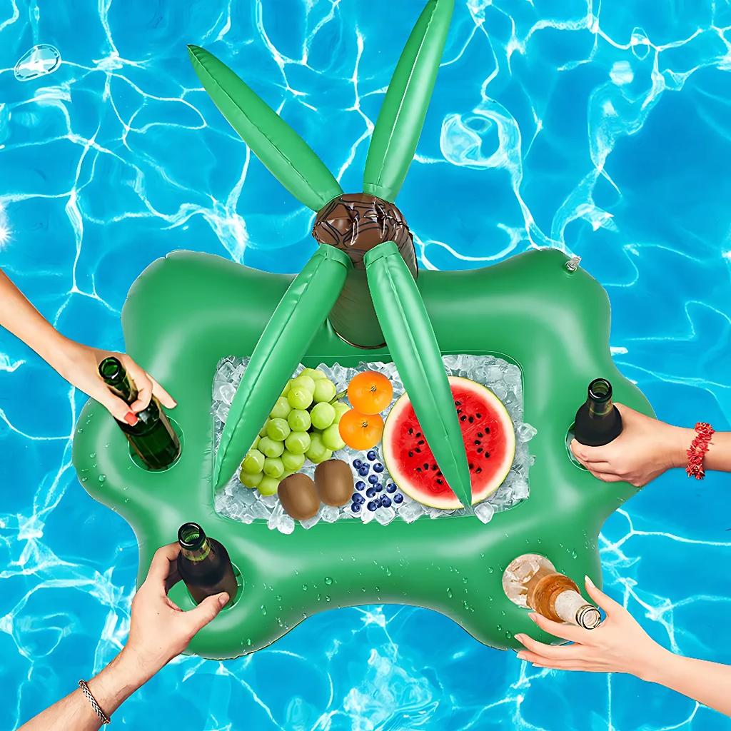 Water Inflatable Rainbow Ice Bucket Coconut Tree Parasol Ice Bar Coaster Tray Inflatables Pool Toys Swimming Pool Inflatable