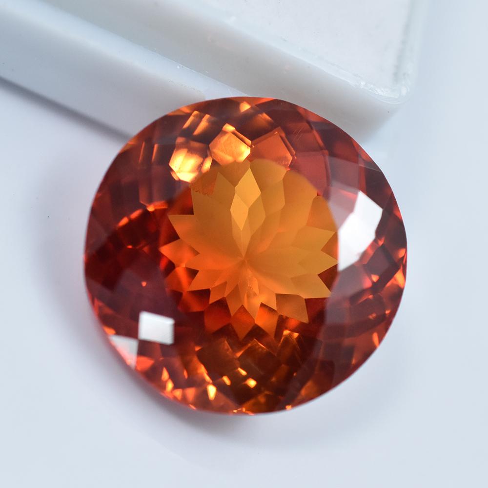Natural Orange Sapphire Loose Gemstone 16.80 Ct Round Cut Gift for Her September Birthday Birthstone