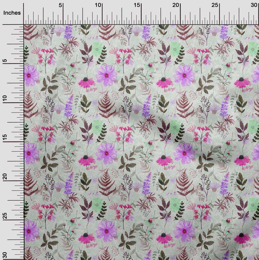 oneOone Cotton Flex Dusty Green Fabric Floral  Sewing Craft Projects Fabric Prints By Yard 40 Inch
