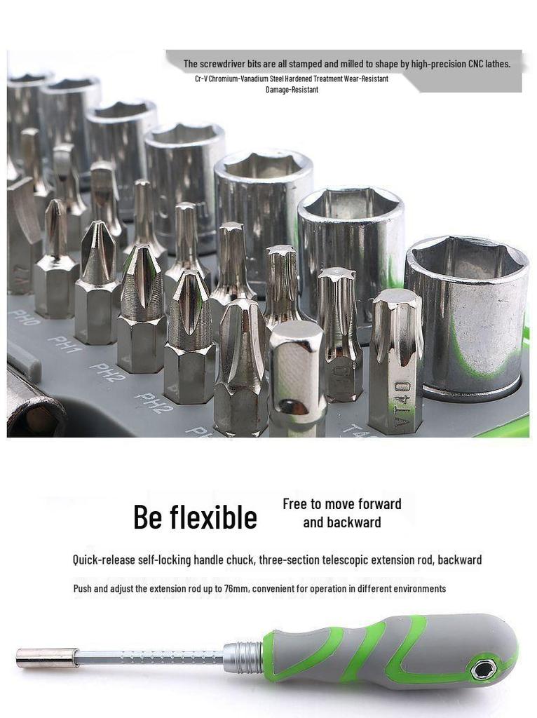 41-in-1 Multi-functional Screwdriver Set: Torx, Triangle, Hex, Y-Type, Phillips S2 Alloy