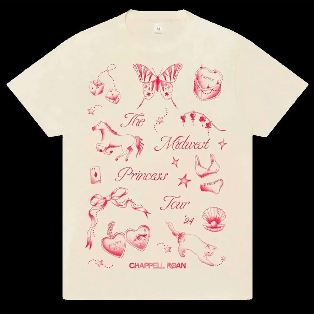 

2026 SKADE Floral Print TShirt Pop Culture 2000s Retro Harajuku High Quality Cotton University Style teen Clothes S