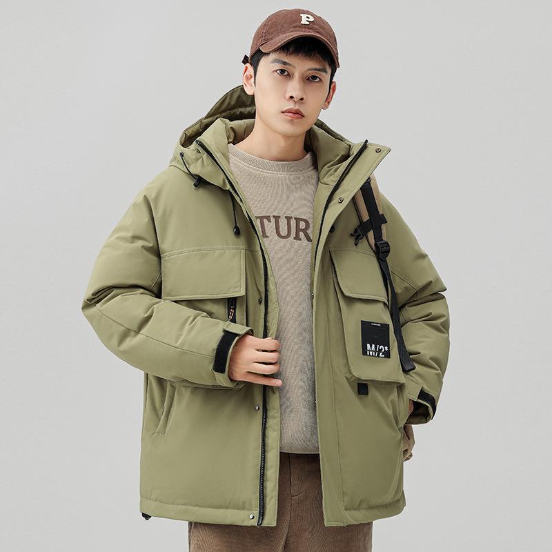 Winter men's down jacket new thickened outdoor hooded loose casual 90 white duck down trendy couple coat
