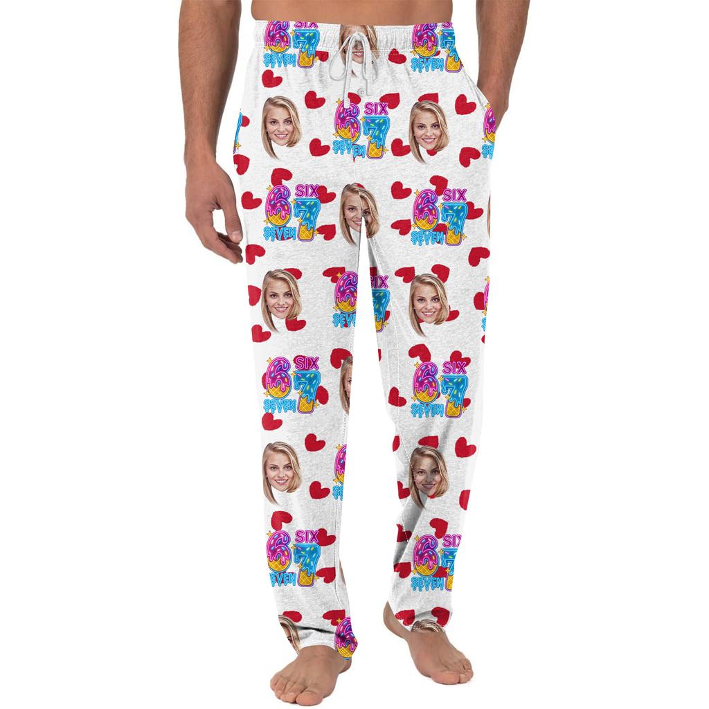 Men's Casual Home DIY Custom Pajamas Pocket Drawstring Design Casual Trousers