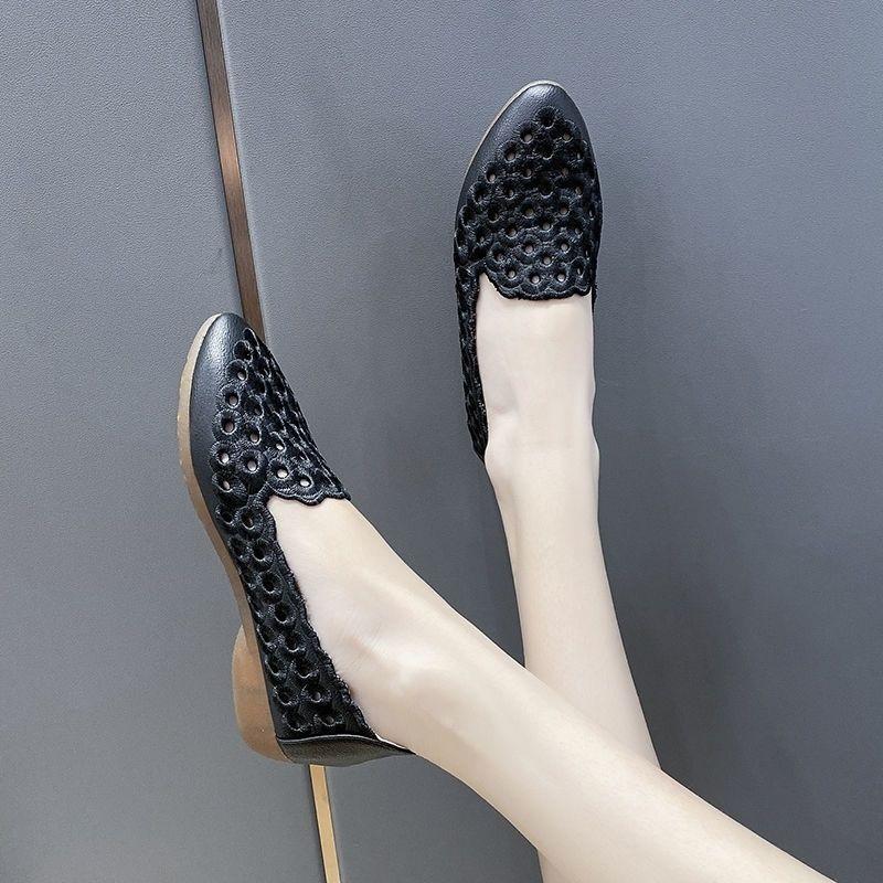 Retro Hollow Pointed Head Low Heel Fashion Casual One Foot Stirrups