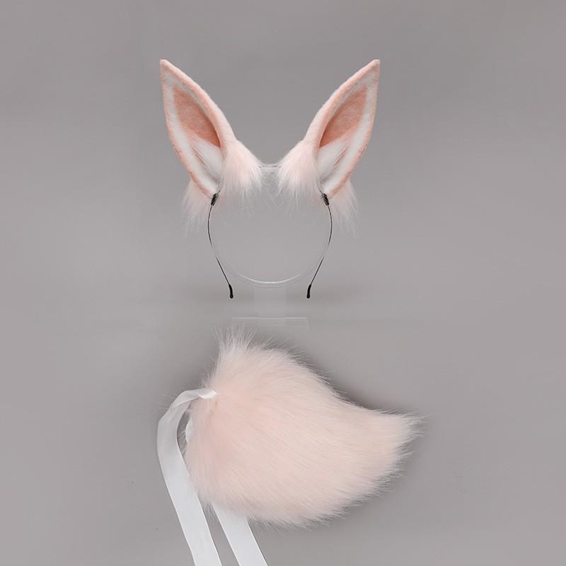Plush Rabbit Ears Headband Tail Set Cosplay Anime Convention Cute Kawaii Costume Accessory