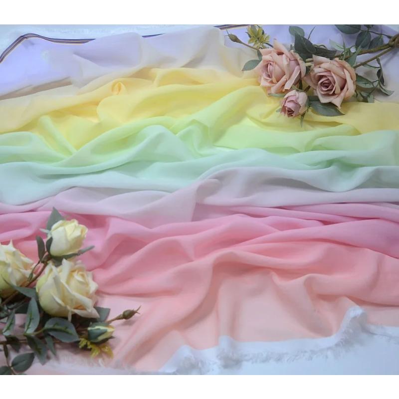 Gradient Color Organza Tulle Fabric 100D Chiffon Fabric for Diy Ancient Style Hanfu Dress Stage Dance Costume Drape Decor Craft