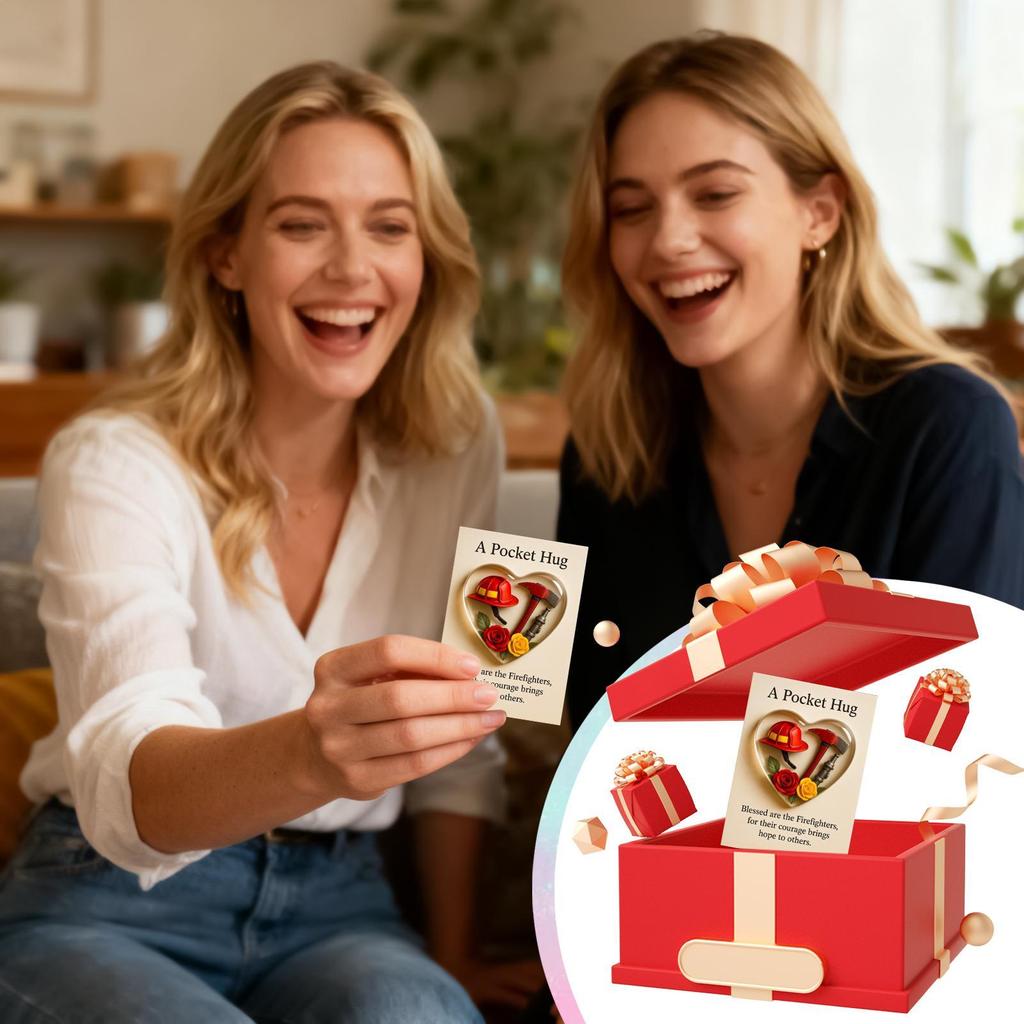 Greeting Card Heart Shape Firefighter Theme Keepsake Appreciation Cards Keychain For Women Birthday Tree Easter Door Home Desk