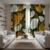 2pcs HD yellow-green maple leaf curtains everywhere Green tie digital printed curtains Home decoration style Decorate living