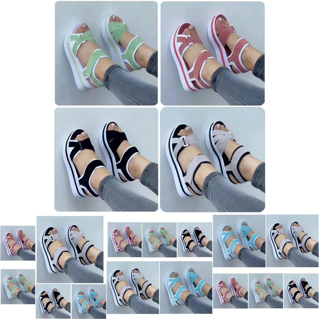 Stylish And Trendy Women's Flip Flops With Magic Tape And Cross Straps