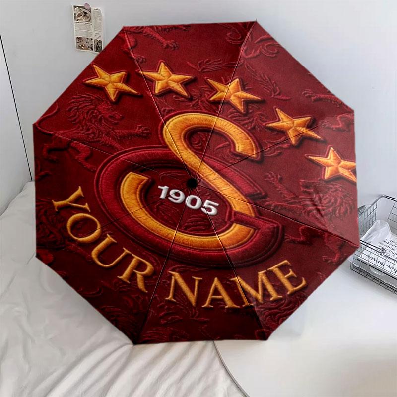 1 PC Automatic Folding Umbrella - Galatasaray S Custom Name Pattern, Portable & Foldable Design with 8 Ribs, Christmas Birthday Gifts